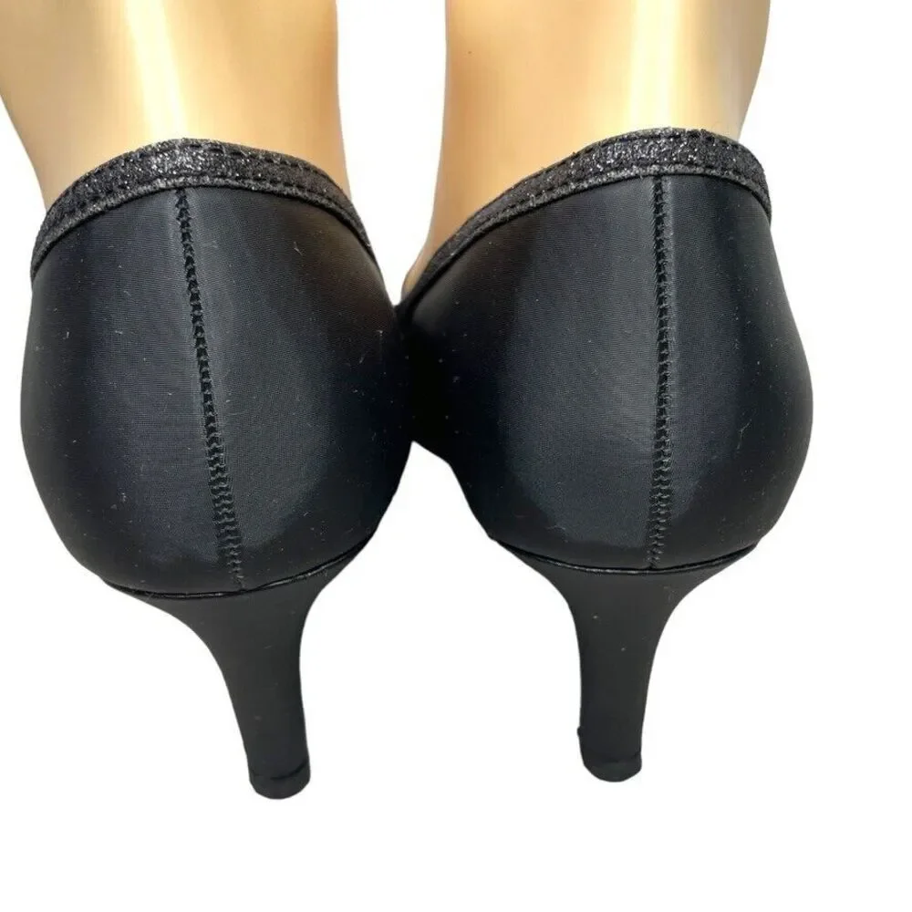 Easy Street Womens Alive@5‎ Black Black Glitter Dance Flex Heel Pump Size 7.5